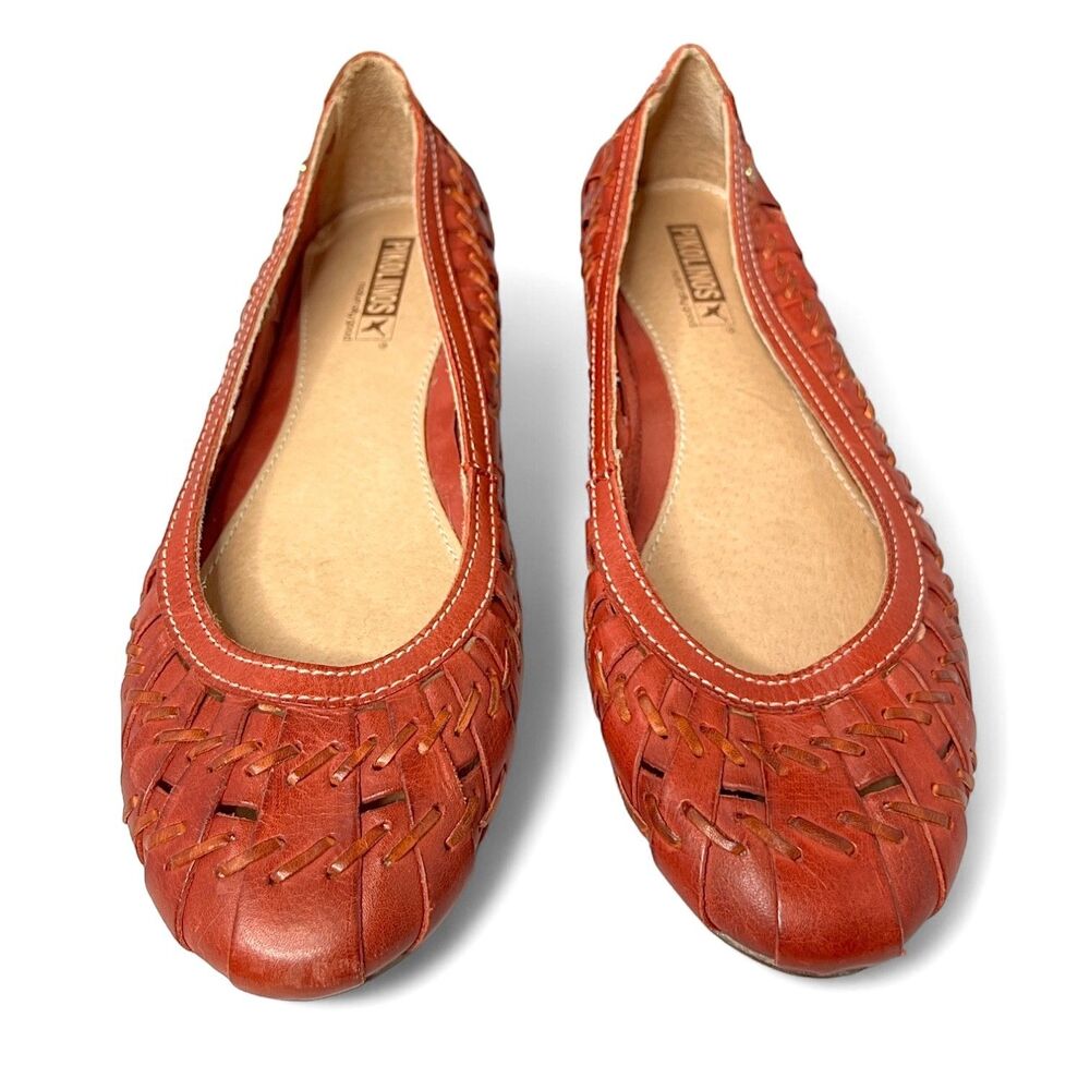 Pikolinos Rust Colored Woven Leather Ballet Flats, Unused, Size 40/9.5
